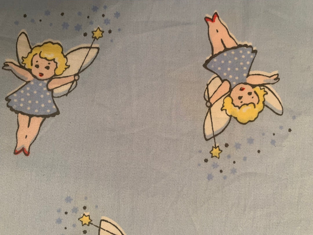 Vintage Baby Fabric, Fairy Baby Girl Cotton Fabric Baby Girl Cotton