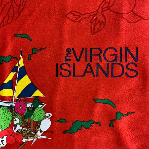 Virgin Islands cotton fabric, US Virgin Islands fabric,  Robert Kaufman cotton fabric by the 1/2 yard very rare.