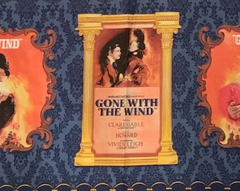 Gone with the wind fabric, gone with the wind panel Cotton fabric, 5 images 1 rows. Quilting treasures movie classic fabric 12x44