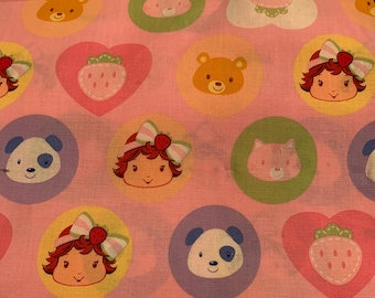 Strawberry shortcake fabric, Strawberry shortcake  cotton fabric, licensed  rare Oop  strawberry  vintage licensed 2006 by the  yard