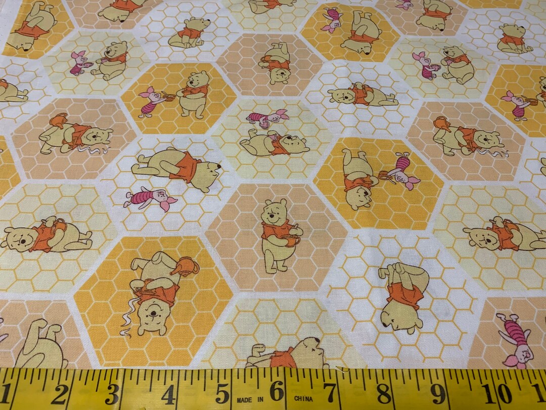 Winnie the Pooh Fabric Winnie Hexagon Cotton Quilting Fabric Etsy