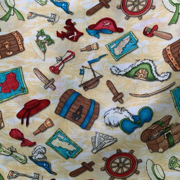 Pirates Treasure Cotton Fabric Etsy