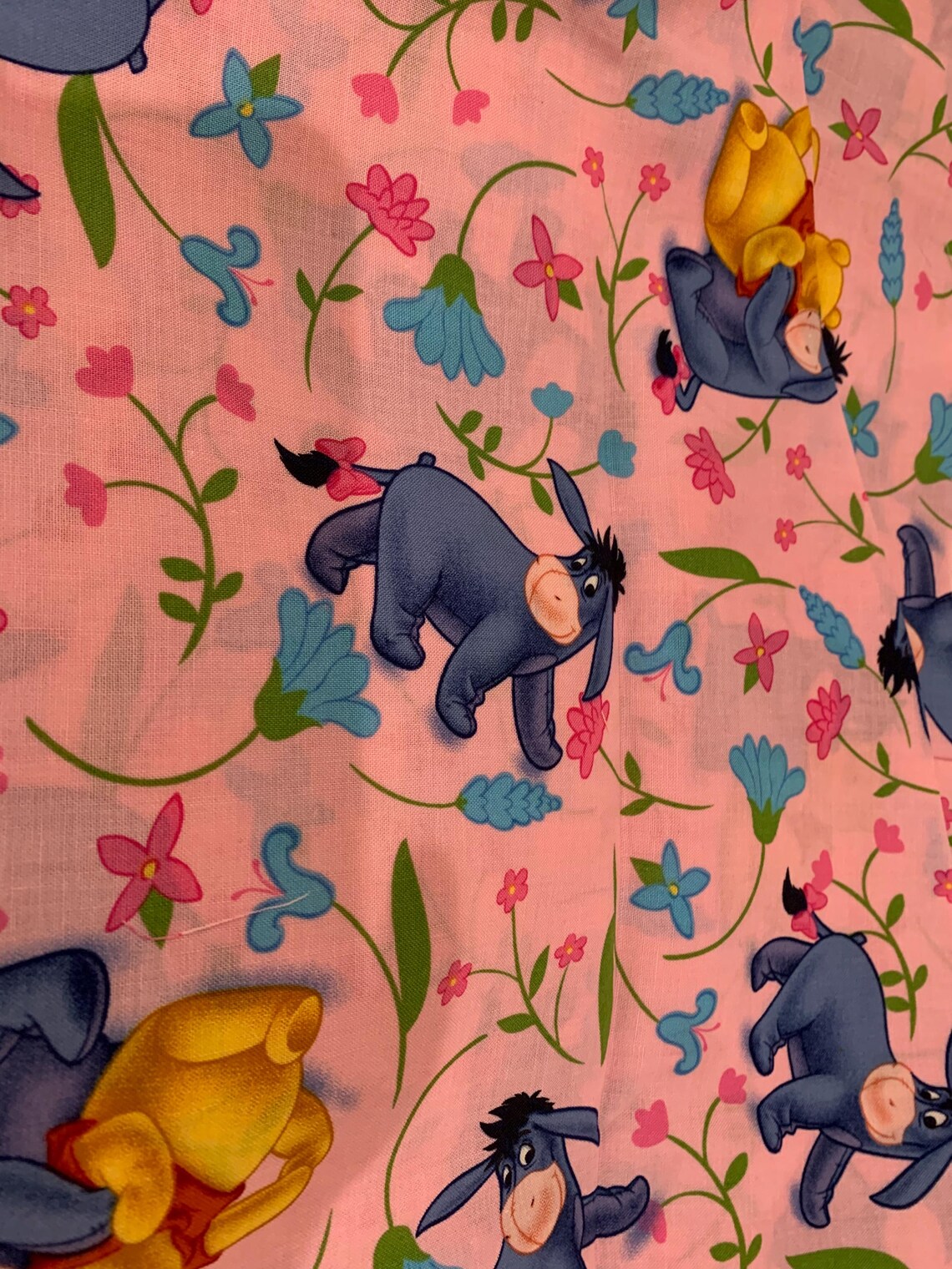 Winnie the Pooh With Eeyore and Pooh, Vintage Disney Licensed Fabric ...