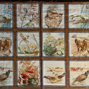 The Diary of an Edwardian Lady  fabric panel Edith Blackwell Holden, bird Art lover cotton fabric panel.