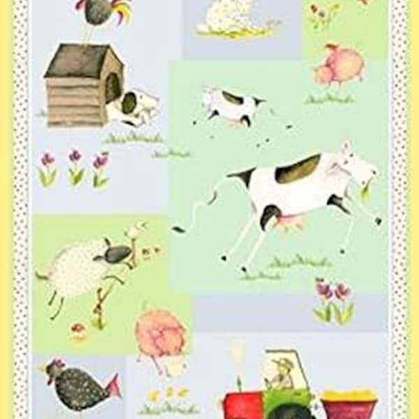 Farm panel, Henry Glass - E.I.E.I.O - 24" Panel farm quilt fabric, Henry Glass panel  OOP Debbie Taylor-Kerman