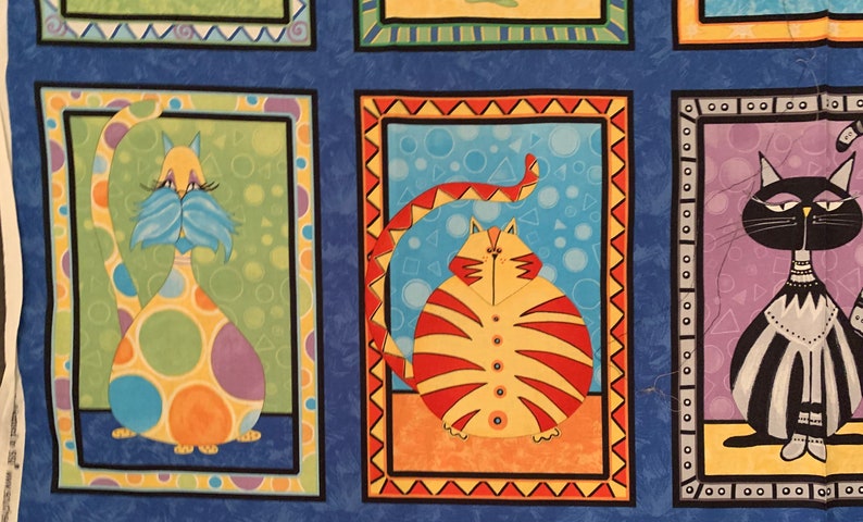 Cat Fabric Panel Cats Meow Bella Lu Cat Panel Cat Cotton - Etsy