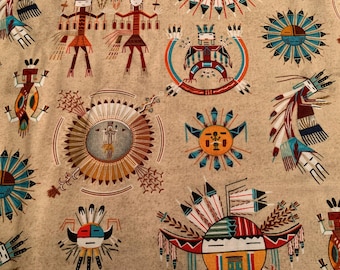 Tucson Native Painting in Sand Elizabeth's Studio 100% Cotton Fabric ES-549-Sands  by the yard
