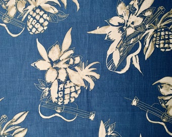 Hawaii cotton fabric, Surfing  fabric, California Hoffman 2013 Hawaii flowers  vintage style surfers Hawaii cotton fabric  last 44 inches