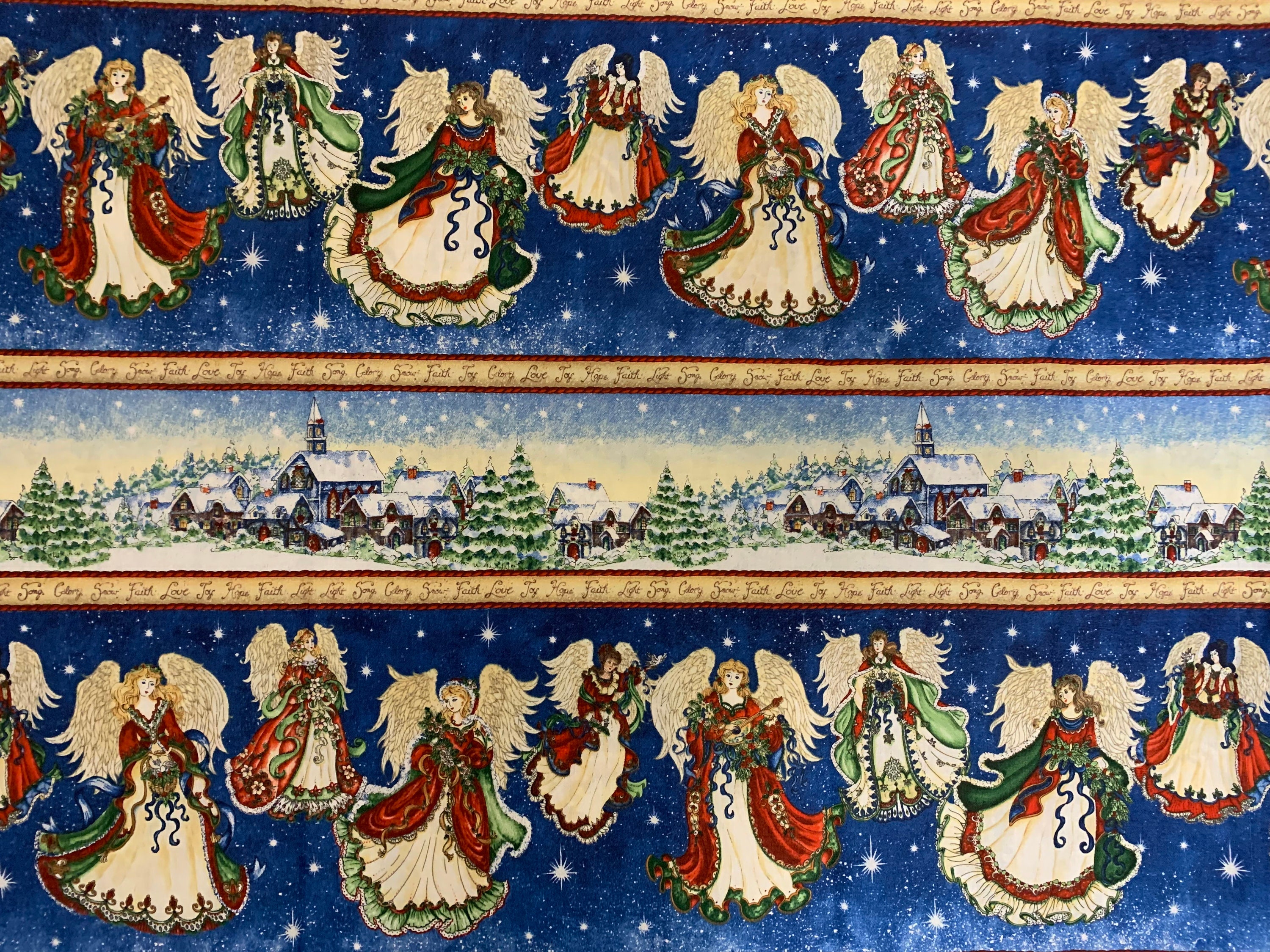 Christmas Angels Fabric Angels on High Christmas Cotton Etsy