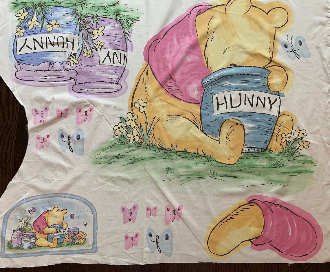 Winnie the Pooh Bear Vintage Cut Out Fabric Panel Honey Pot - Etsy Canada