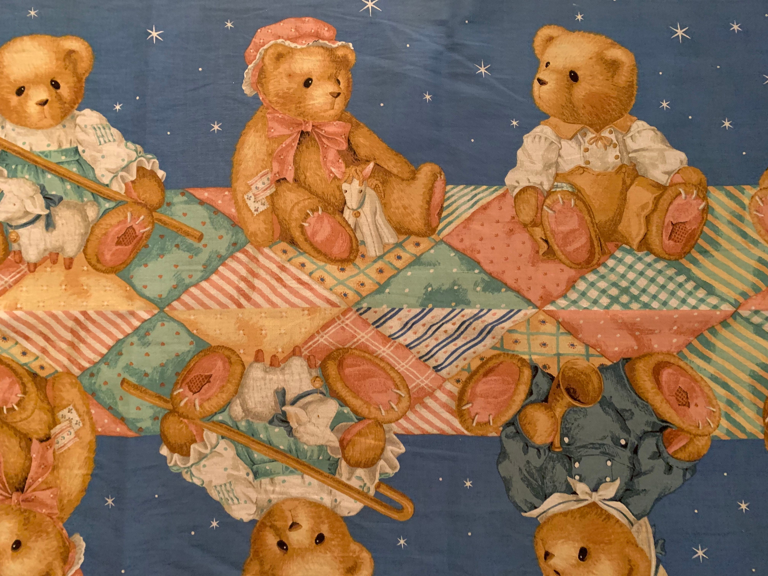 Cherished Teddies Fabric Panel, Vintage Daisy Kingdom Fabric