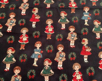 Windham fabrics Christmas paper dolls cotton   fabric, paper doll fabric by the yard
