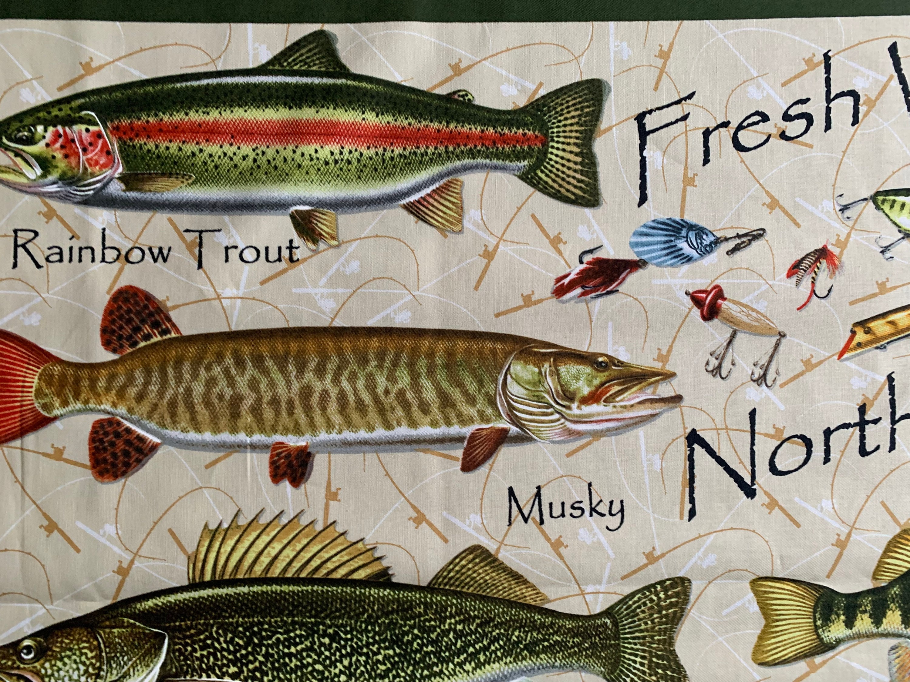 Fishing Fish Fabric Panel Freshwater Fish North America Fabric