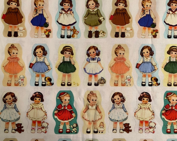 Paper Dolls Cotton Fabric Vintage Children Fabric Vintage Etsy