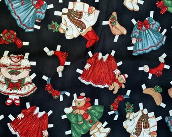 Paper doll clothes Windham fabrics paper dolls  Christmas cotton fabric by the 1/2 yard Christmas dress children clothes for paper dolls