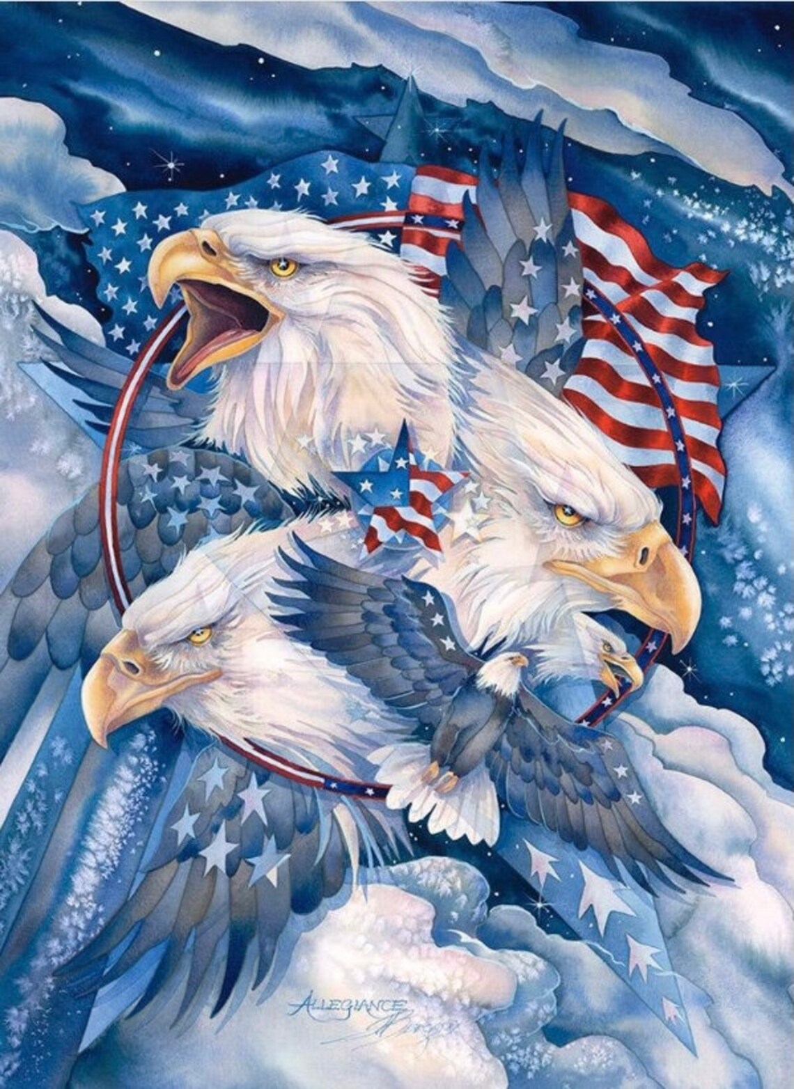 Patriotic American Quilt Fabric Bald Eagle and American Eagle Etsy