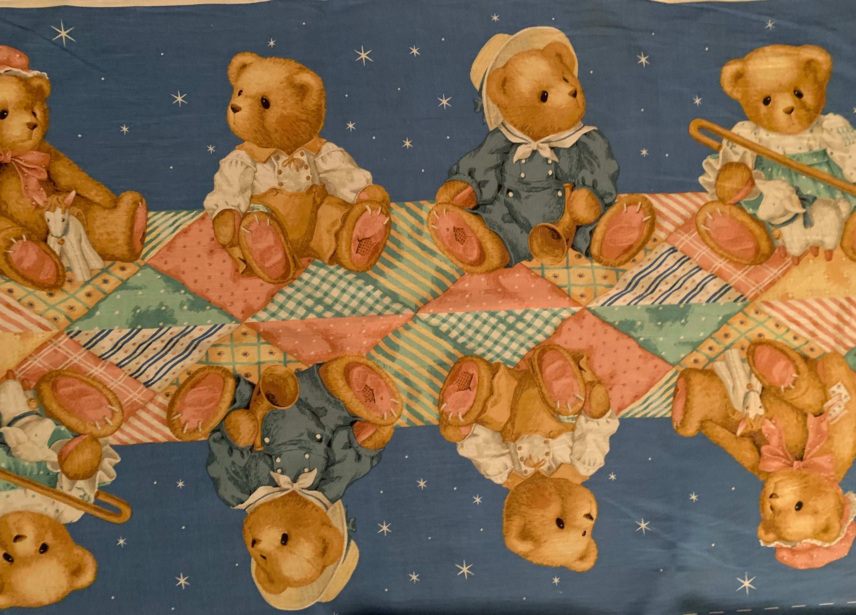 Cherished Teddies Fabric Panel, Vintage Daisy Kingdom Fabric