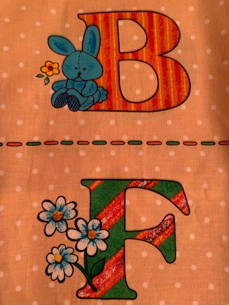 Alphabet Panel, Vintage Toys Children ABC Panel Cotton Fabric Panel Abc ...