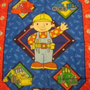 Bob the builder fabric, Bob the builder cotton panel fabric, vintage full yard panel image 2