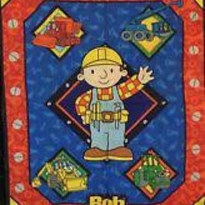 Bob the builder fabric,  Bob the builder cotton panel fabric, vintage full yard panel