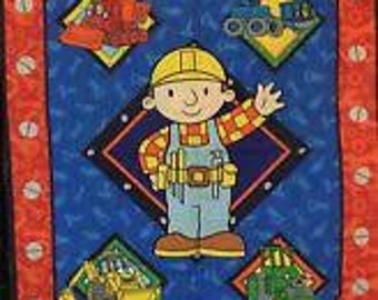 Bob the builder fabric,  Bob the builder cotton panel fabric, vintage full yard panel