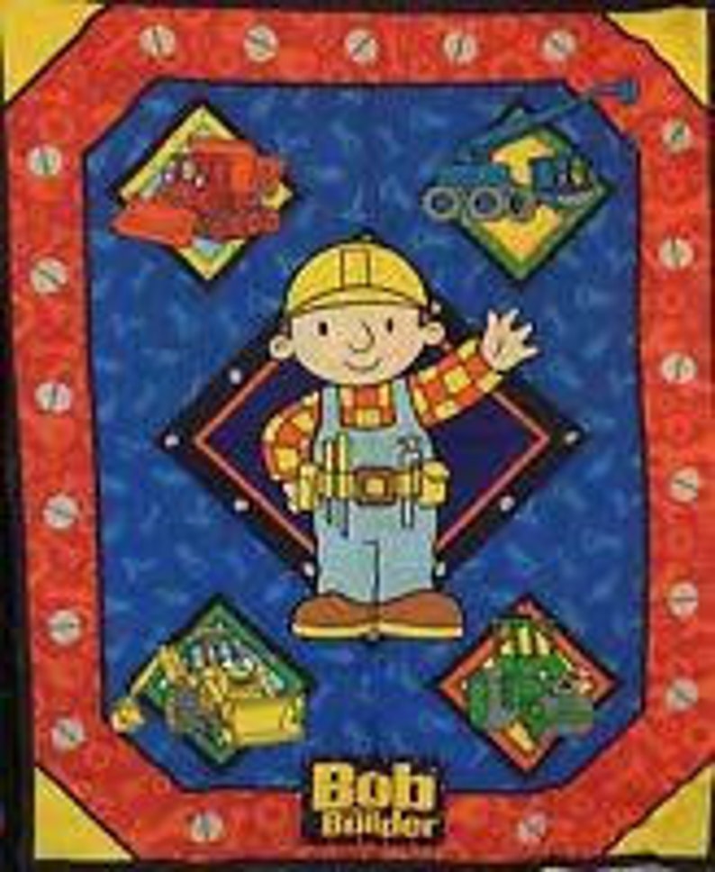 Bob the builder fabric, Bob the builder cotton panel fabric, vintage full yard panel image 1