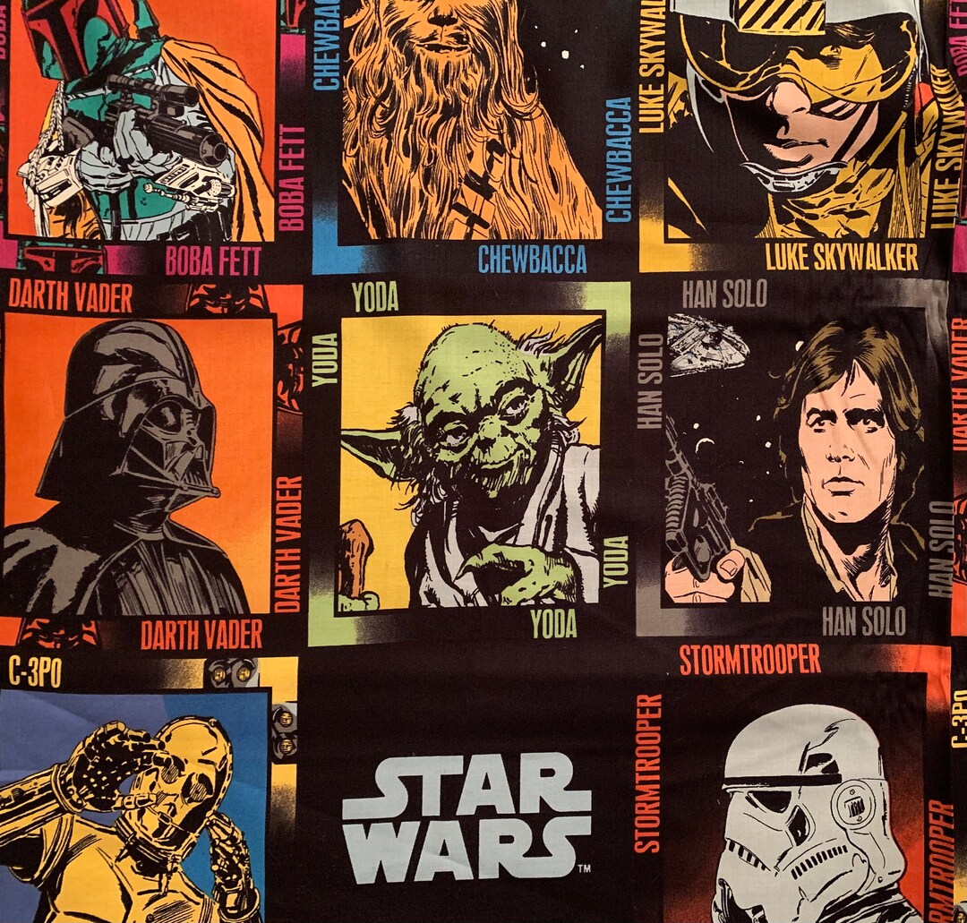 Star Wars Fabric, Original Retro Star Wars Cotton Fabric, Licensed Star