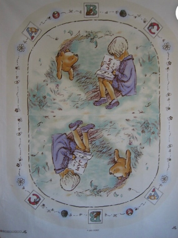 Classic Pooh Fabric, , Winnie the Pool Panel, Vintage Winnie the