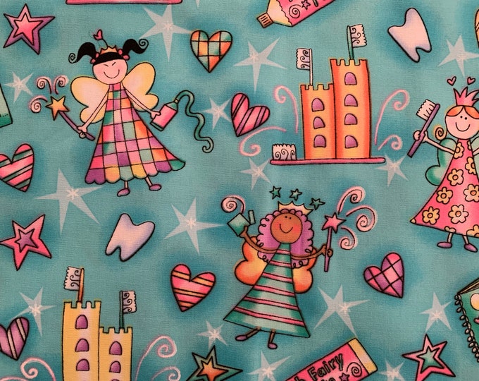 Dentist Fabric, Tooth Fairy Tooth Cotton Fabric, Dentist Hygienist