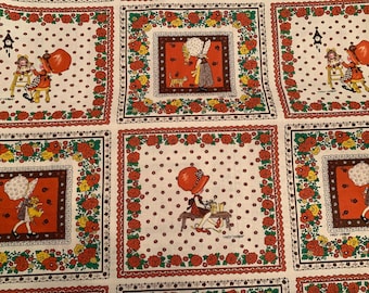 Holly hobbie character panel cotton fabric licensed Cleveland characters sweet Holly Hobbie squares by the 2 rows