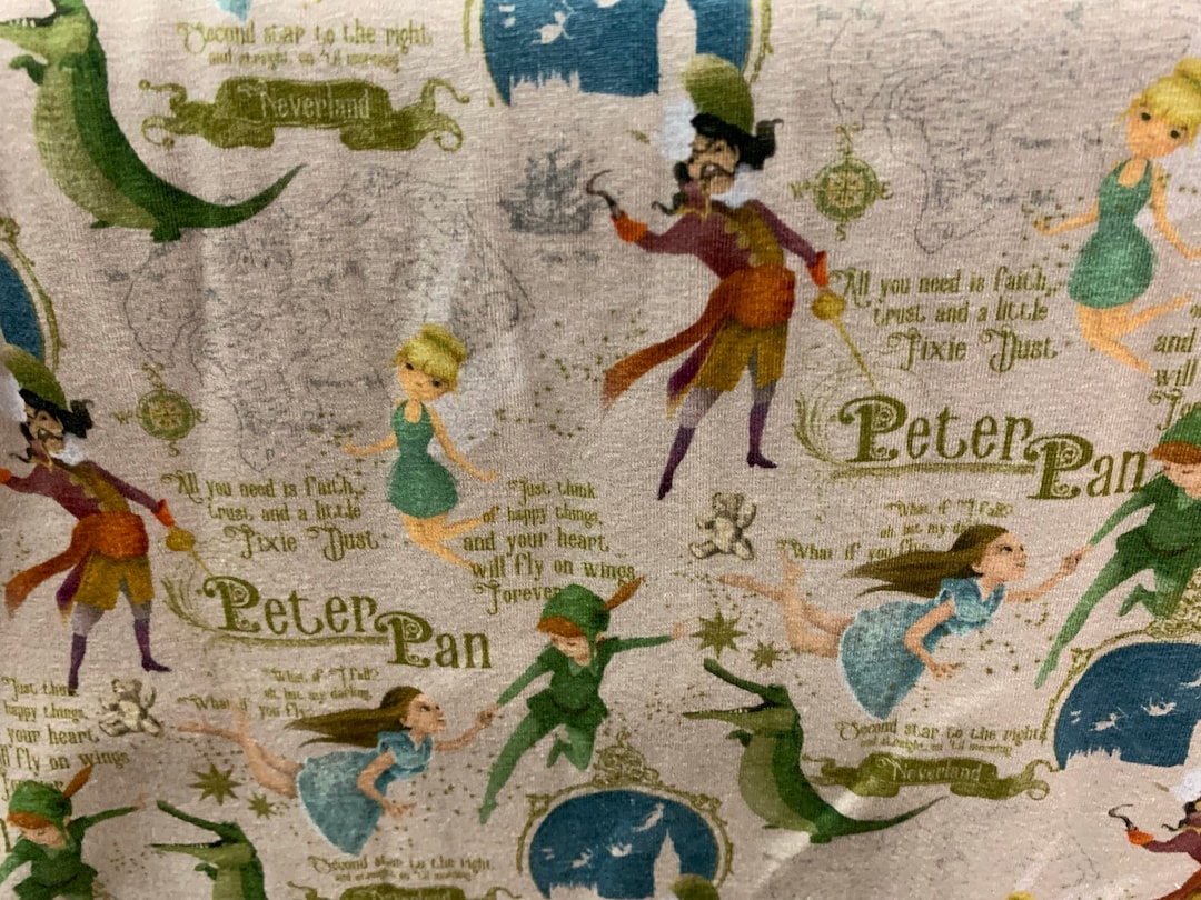 Peter Pan Fabric, Peter Pan Stretch Cotton Fabric, Vintage Peter Pan Fabric Extra Wide Fabric by