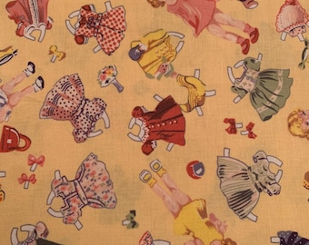 Paper Dolls fabric panel. Paper Doll Cuties Paper Dolls Timeless Treasures little girls Licensed Hi Fashion Cotton Fabric by the yard