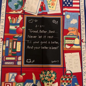 School teacher panel fabric traditions Susan Winget blackboard math schoolteacher  fabric panel