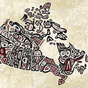 Stonehenge OH CANADA Unser Haus und Heimat Stoff, Northcott Stoffpanel indigenen Stoff Quilt Baumwolle schwer zu finden OH Canada Karte