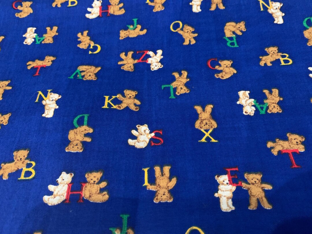Vintage Teddy Bear ABC Alphabet Cotton Fabric, Cute Bears Vip Cranston ...