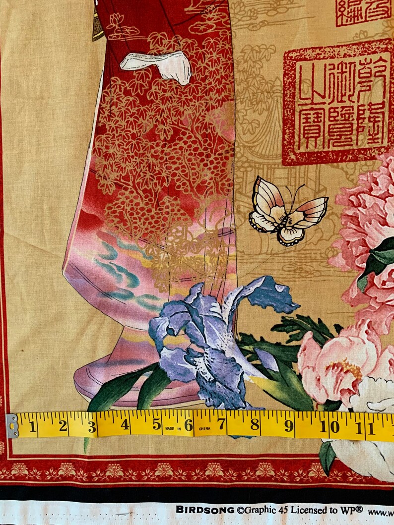 Japan Panel Fabric Birdsong Fabric Japan Kimono Geisha Etsy