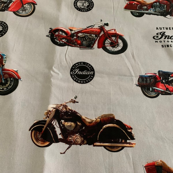 Indian  Motorcycle Fabric, Riley Blake motorcycle, motorcycle fabric for motorbike classic Riley Blake quilt  by the YARD