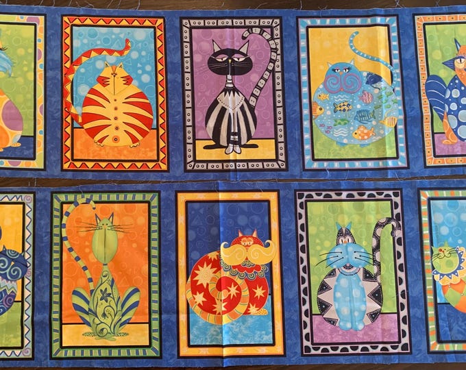 Cat Fabric Panel, Cats Meow Bella Lu Cat Panel, Cat Cotton Quilt Panel ...