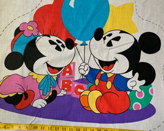 Vintage Mickey Mouse Rare Cotton Pillowcase Collectable Disney Retro  Fabric Upcycle  DIsneyana  Retro Nostalgia  Kitsch Fun Novelty