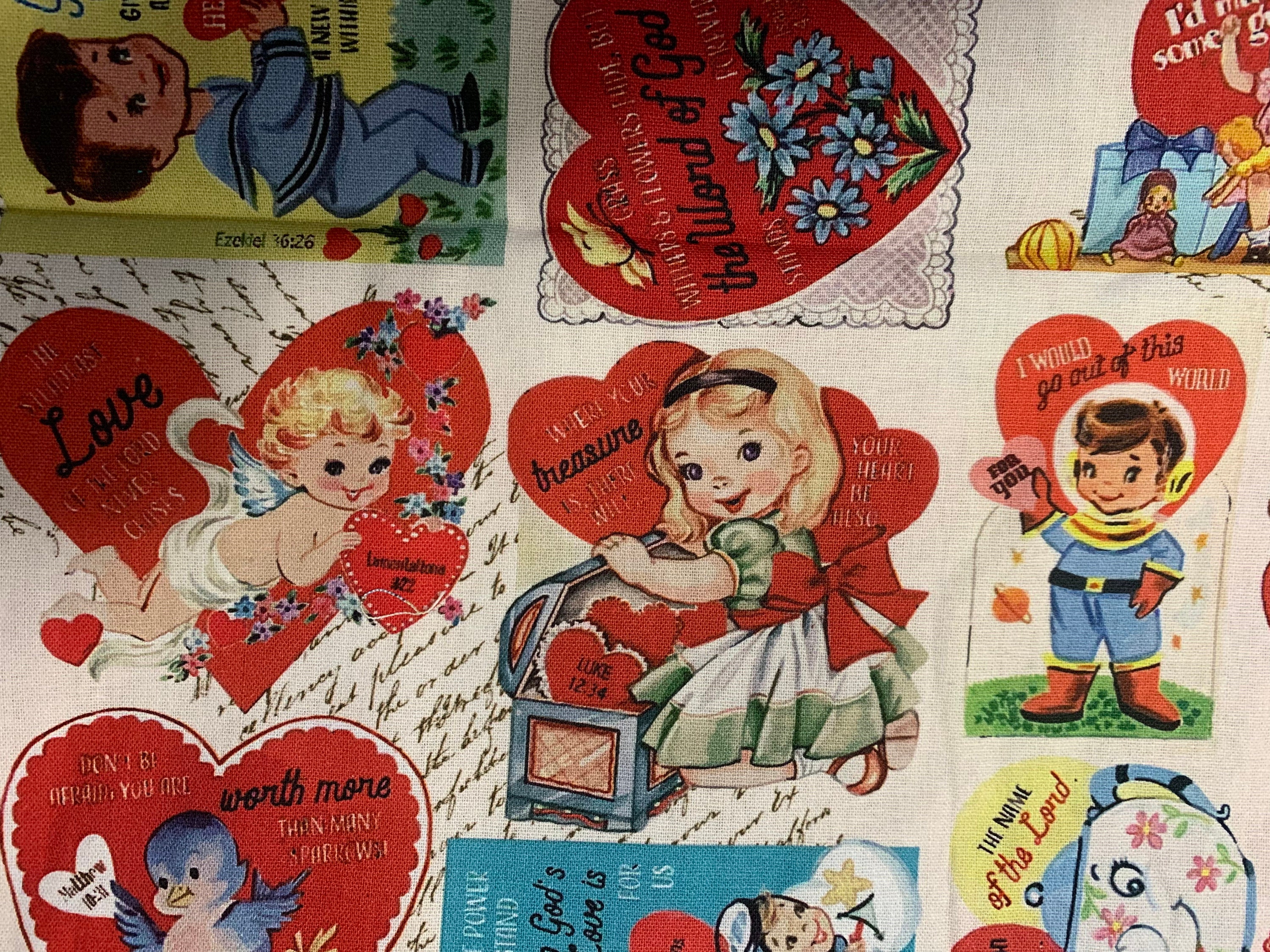 Vintage Valentines Red Be Mine Digitally Printed Yardage | SKU#  DCX10986-REDX-D