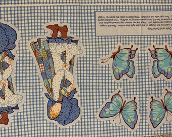Holly hobbie fabric,  Hollie Hobby doll panel  2013 sweet Holly Hobbie and butterflies cotton fabric sew doll or appliqués