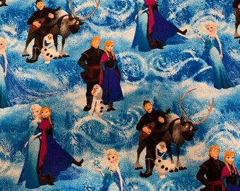 Frozen fabric, Elsa Anna  licensed fabric, Disney  princess snow sisters cotton,   cotton quilt l Frozen  movie fabric by the half yard