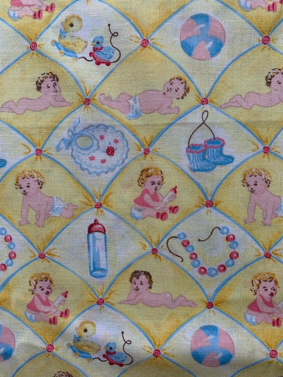 Vintage Baby Fabric, Vintage Baby Cotton Fabric Baum Textile Mills