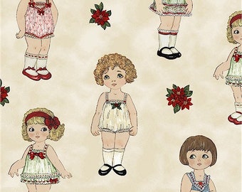 Windham fabrics paper dolls cotton  fabric, Cheryl Rae Marquez paper dolls fabric 9 dolls see photo