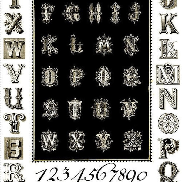 Letter stitch panel, J wecker Frisch, quilting treasures, alphabet panel, Janet wecker Frisch cotton fabric panel