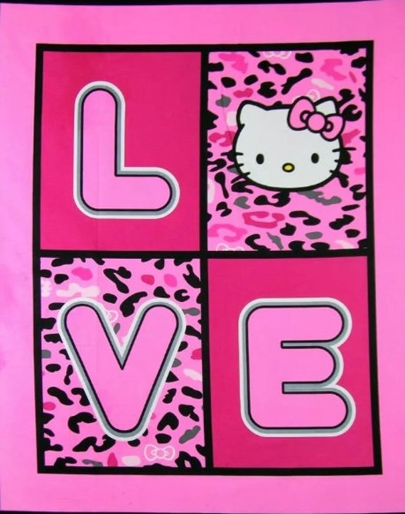 hello kitty panel hello kitty cheetah print hello kitty etsy canada