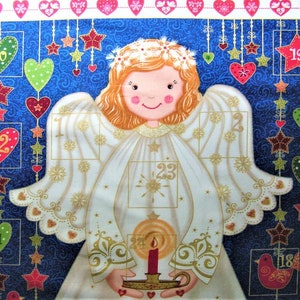 Christmas advent panel, Angel advent calender panel, 1 yard Christmas panel, Christmas Angel