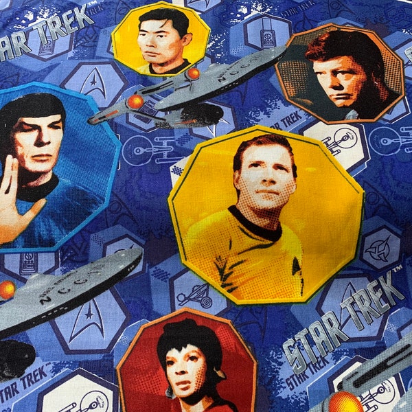 Star Trek fabric, Star Trek quilt cotton fabric , Spock  , Captain Kirk fabric, licensed   Camelot fabrics  fabric  by the 1/2 yard