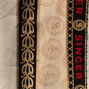 sewing machine with singer , sewing cotton fabric panel, vintage sewing machine Cotton Robert Kaufman panel image 4