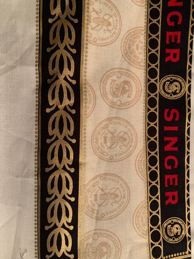 sewing machine with singer , sewing cotton fabric panel, vintage sewing machine Cotton Robert Kaufman panel image 4